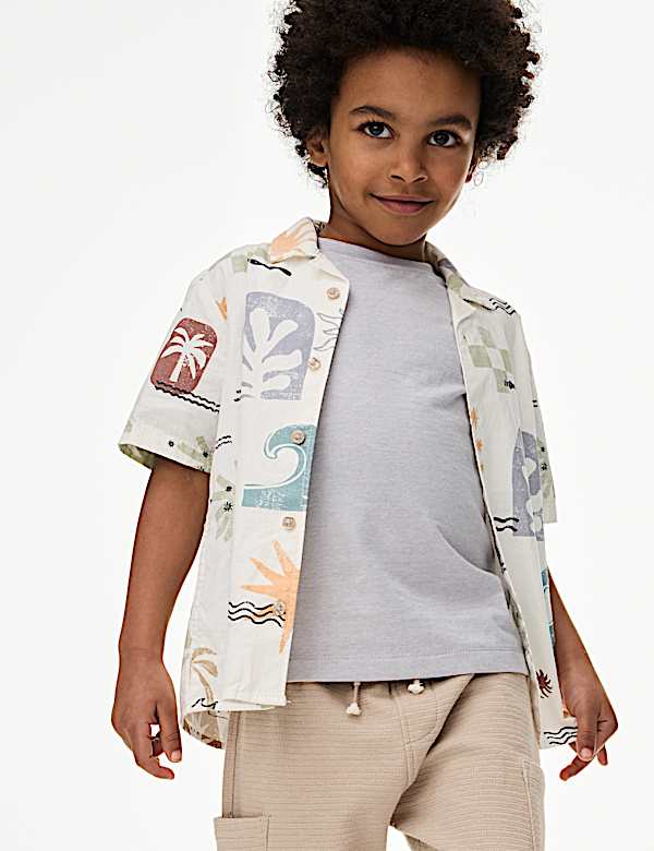 2pc Pure Cotton Abstract Shirt & T-Shirt Set (2-8 Yrs) - HU