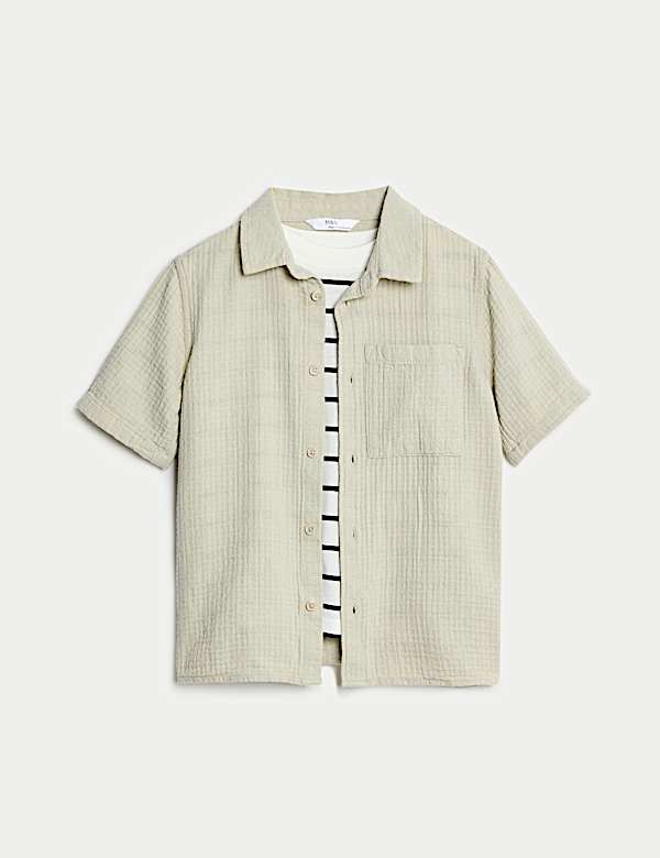 Cotton Rich Textured Shirt & T-Shirt Set (2-8 Yrs) - IL