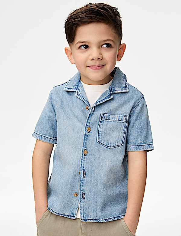 2-delige set met overhemd en T-shirt van zuiver katoen (2-16 jaar) - BE