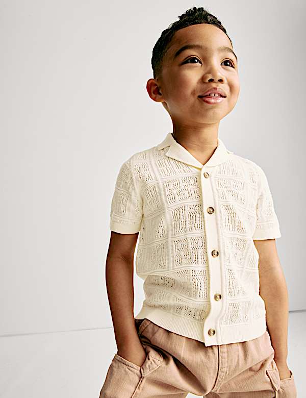 Pure Cotton Textured Knitted Shirt (2-8 Yrs)