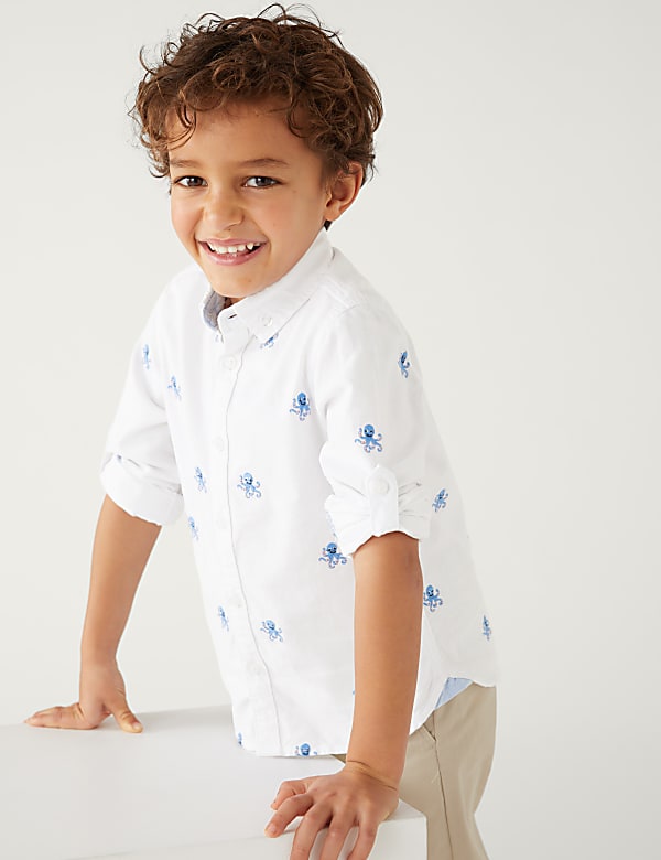 Buy Pure Cotton Embroidered Oxford Shirt at Marks Spencer