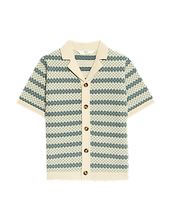 Pure Cotton Knitted Revere Shirt