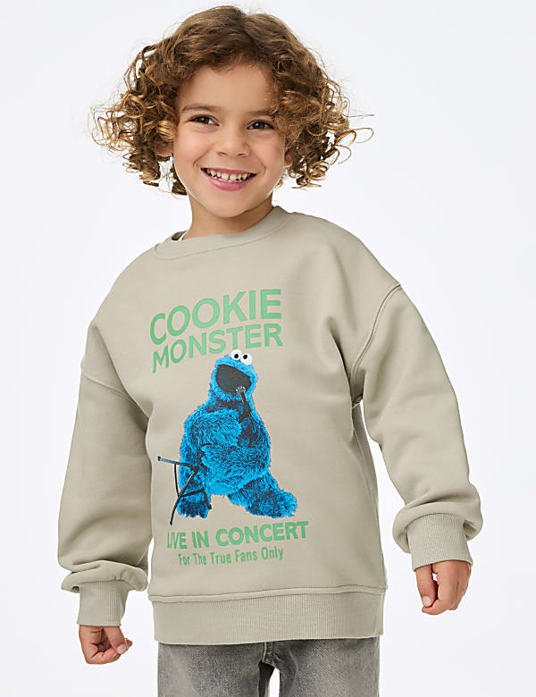 Cotton Rich Cookie Monster Print Sweatshirt 2 8 Yrs