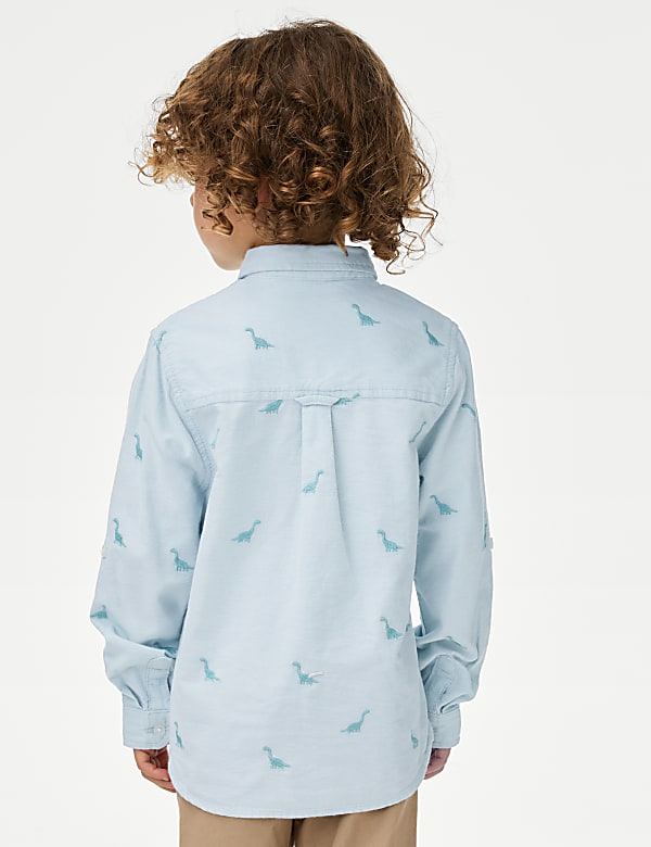 Pure Cotton Dinosaur Embroidered Oxford Shirt (1-8 Yrs)