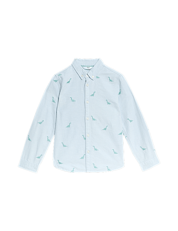 Pure Cotton Dinosaur Embroidered Oxford Shirt (1-8 Yrs)
