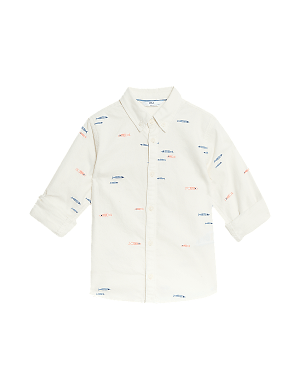 Pure Cotton Fish Embroidered Oxford Shirt (1-8 Yrs)