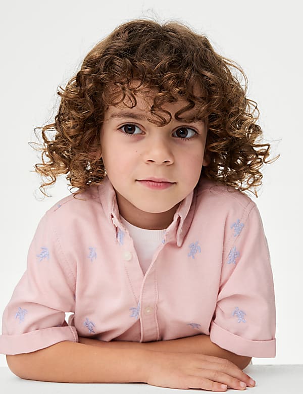 Pure Cotton Turtle Embroidered Oxford Shirt (1-8 Yrs) - US