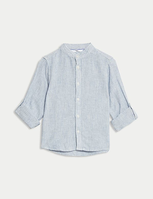 Linen Rich Grandad Collar Shirt (1-8 Yrs) - JP
