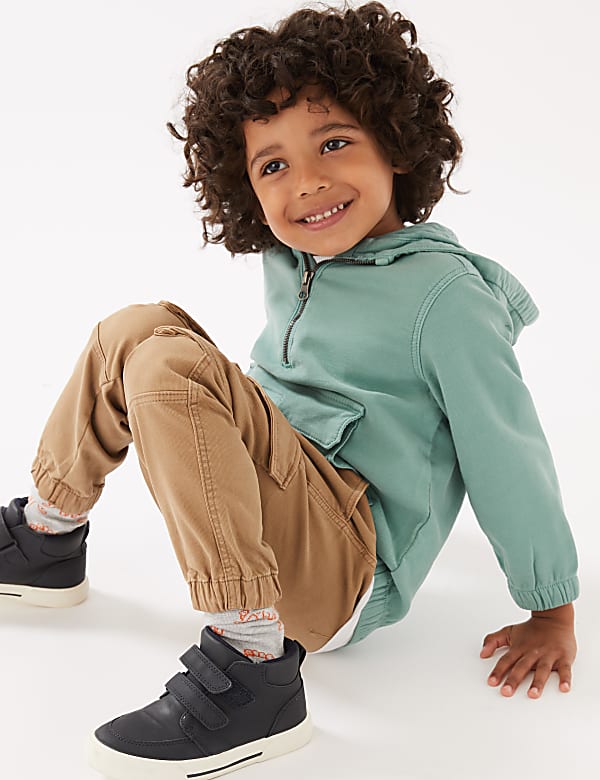 Cotton Rich Woven Half Zip Hoodie (2-7 Yrs)