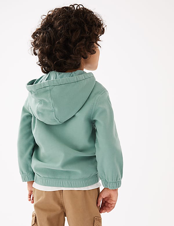 Cotton Rich Woven Half Zip Hoodie (2-7 Yrs)