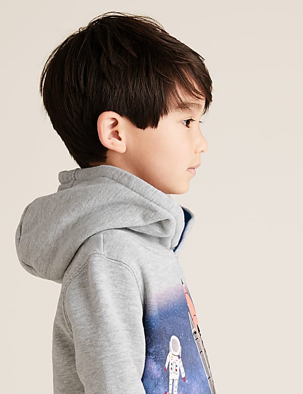 Cotton Rich Rocket Print Hoodie (2-7 Yrs)