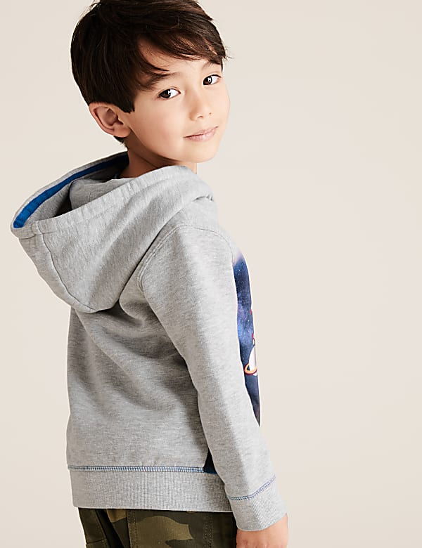 Cotton Rich Rocket Print Hoodie (2-7 Yrs)