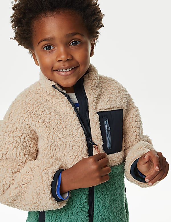 Borg Colourblock Zip Up Jacket (2-8 Yrs)