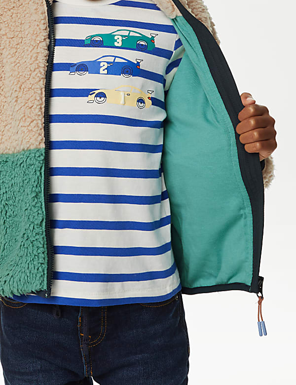 Borg Colourblock Zip Up Jacket (2-8 Yrs)
