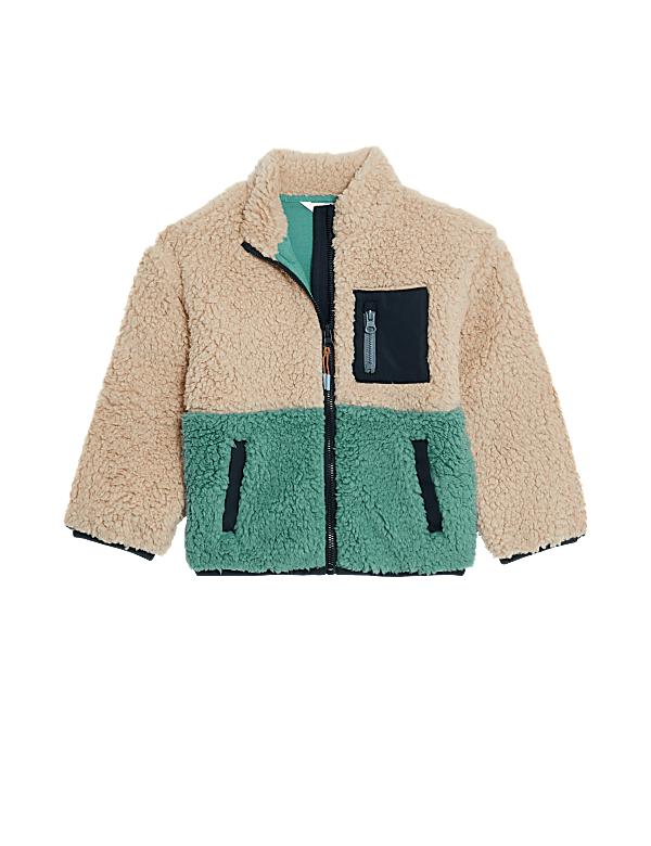 Borg Colourblock Zip Up Jacket (2-8 Yrs)