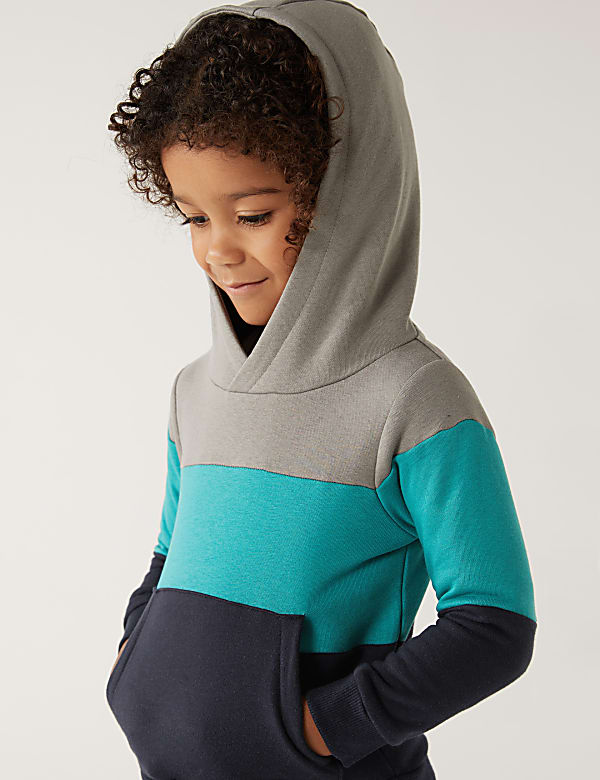 Cotton Rich Colour Block Hoodie (2-7 Yrs)