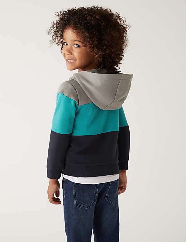 Cotton Rich Colour Block Hoodie (2-7 Yrs)