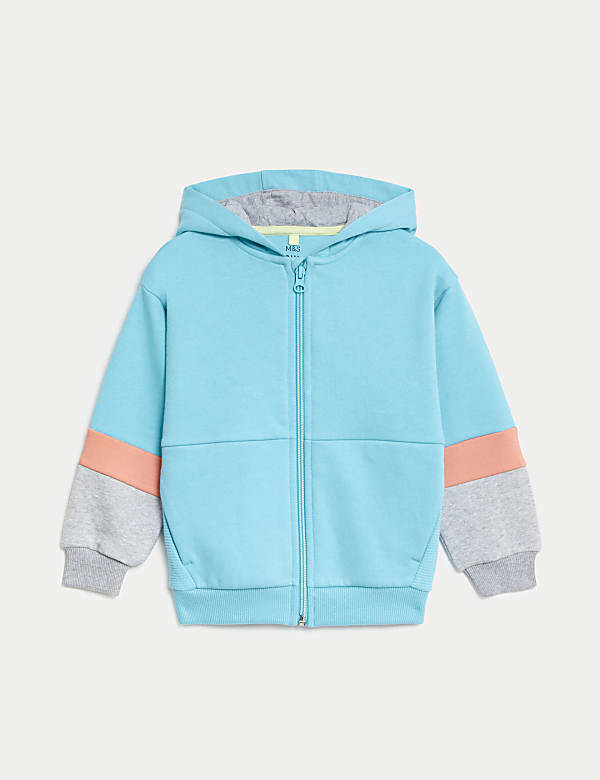 Sweat à capuche en coton à motif color block (du&nbsp;2 au 8&nbsp;ans) - LU