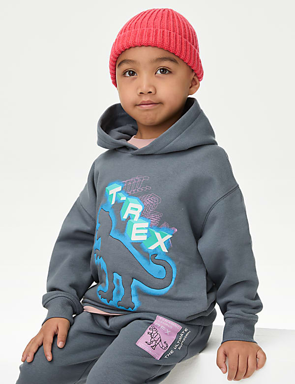 Sudadera con capucha de algodon de dinosaurio 2 8 anos
