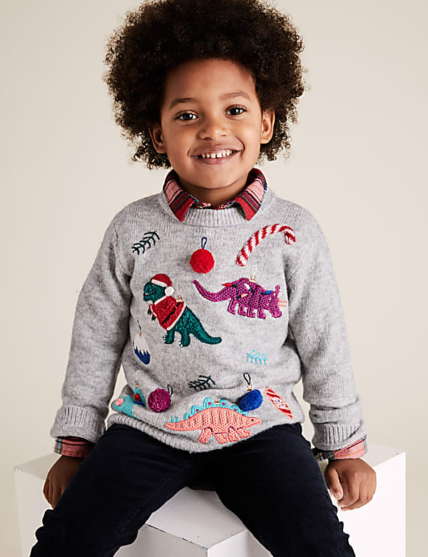 Dinosaur Applique Christmas Jumper (2-7 Yrs)