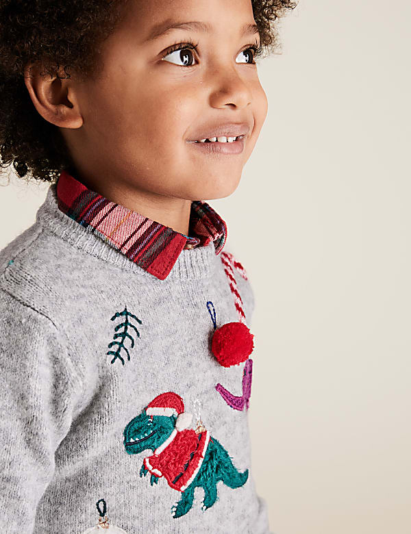 Dinosaur Applique Christmas Jumper (2-7 Yrs)