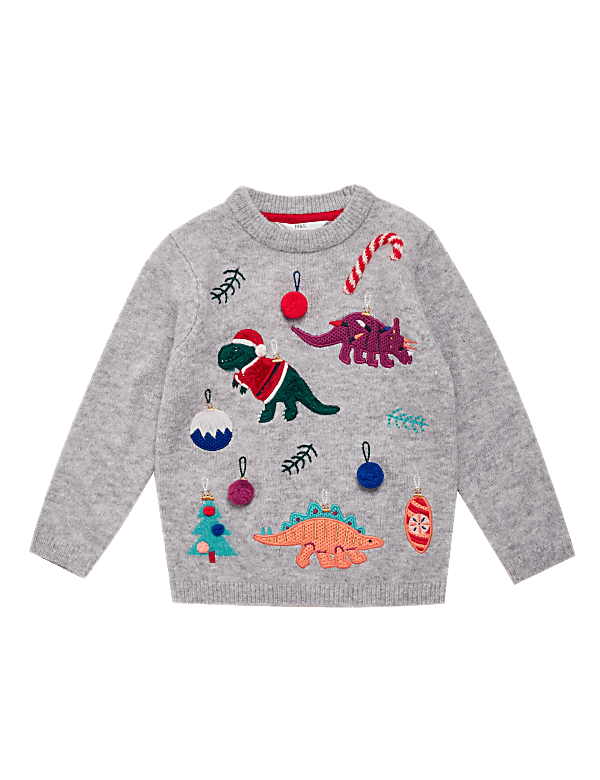 Dinosaur Applique Christmas Jumper (2-7 Yrs)