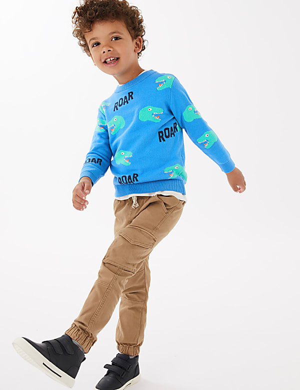 Pure Cotton Knitted Dinosaur Jumper