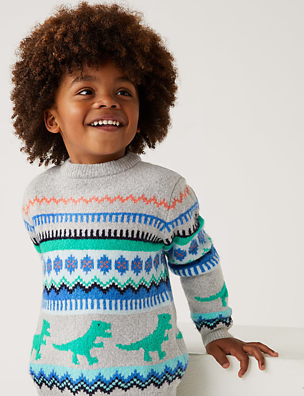 Dinosaur Fair Isle Knitted Jumper
