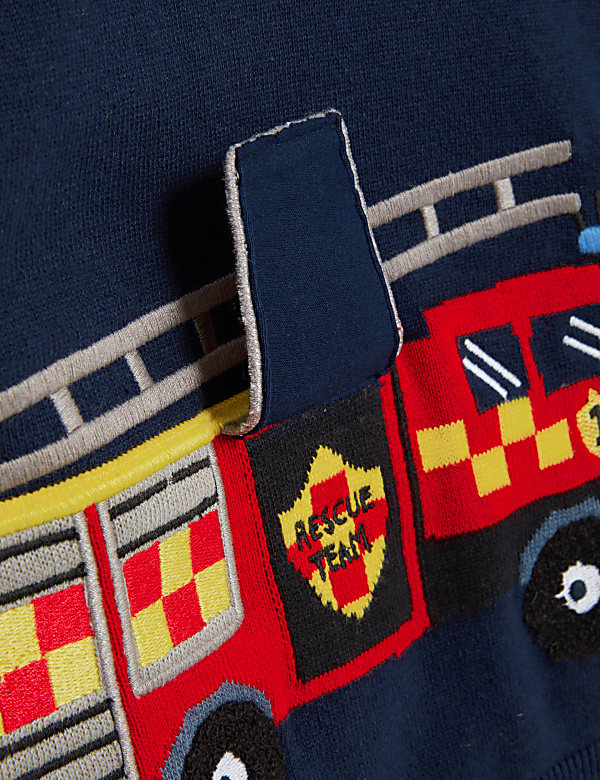 Pure Cotton Fire Engine Knitted Jumper