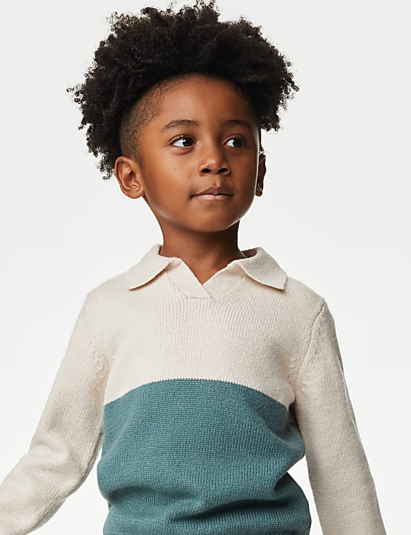 Cotton Blend Colour Block Jumper (2-8 Yrs)