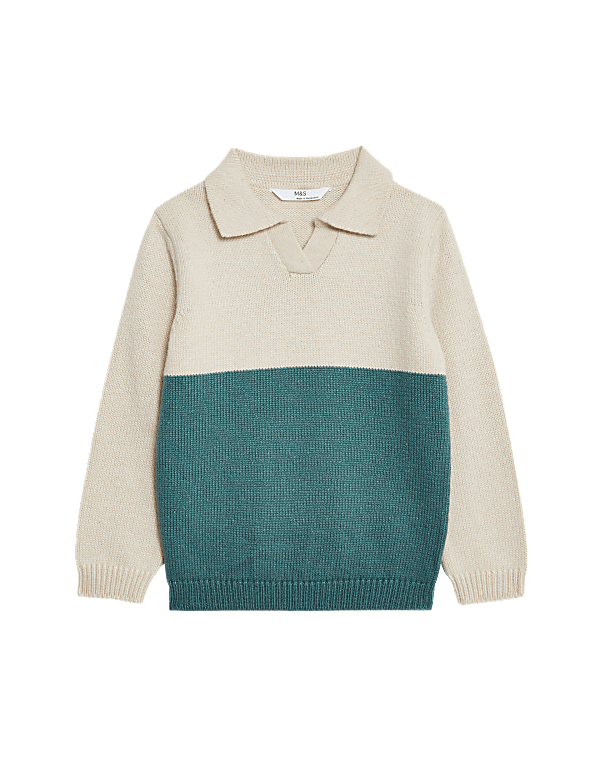 Cotton Blend Colour Block Jumper (2-8 Yrs)