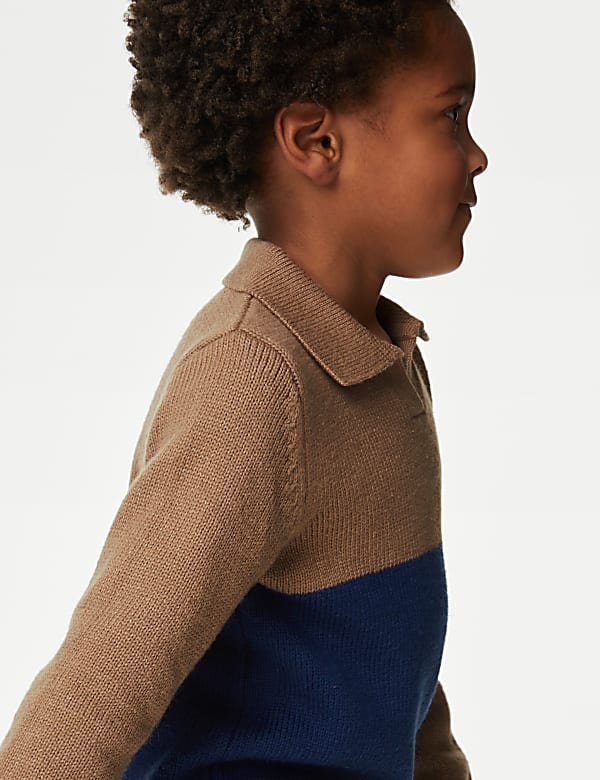 Cotton Blend Colour Block Jumper (2-8 Yrs)