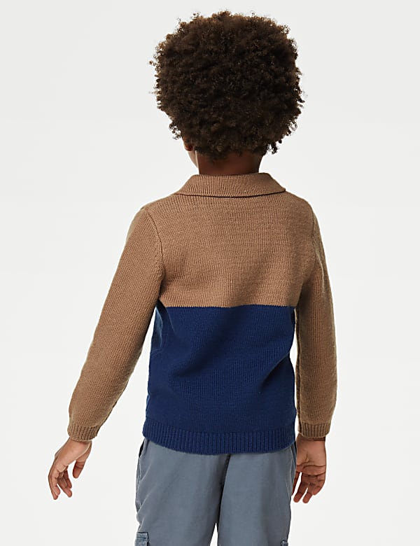 Cotton Blend Colour Block Jumper (2-8 Yrs)