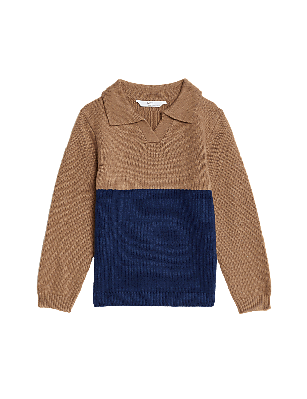 Cotton Blend Colour Block Jumper (2-8 Yrs)