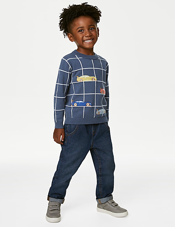 Pure Cotton Car Knitted Jumper (2-8 Yrs)