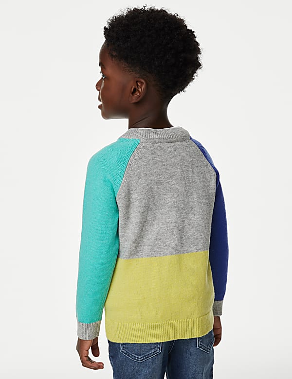 Cotton Rich Colour Block Knitted Jumper (2-8 Yrs)