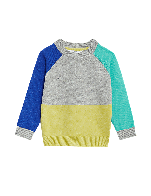 Cotton Rich Colour Block Knitted Jumper (2-8 Yrs)