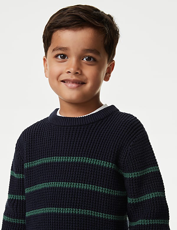 Pure Cotton Striped Knitted Jumper (2-8 Yrs)