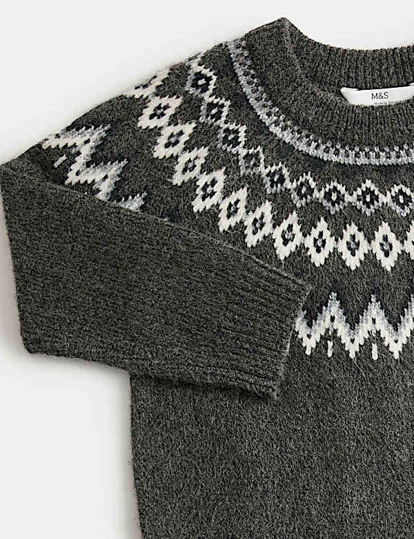 Fair Isle Crew Neck Knitted Jumper (18 Mths-10 Yrs)