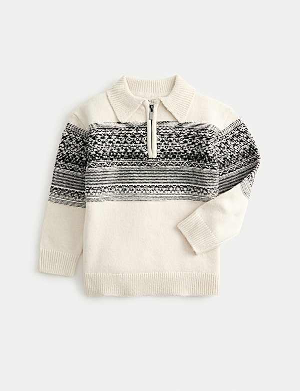 Pullover aus Baumwollmischgewebe mit Reißverschluss und Norwegermuster (1–10 J.) - DE