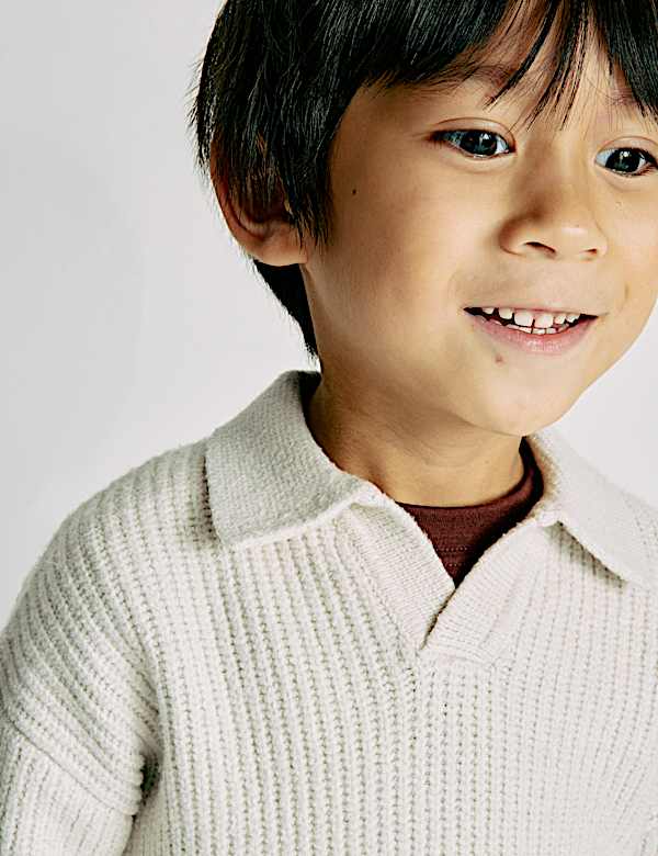 Cotton Blend Knitted Collared Jumper (2-8 Yrs) - LV