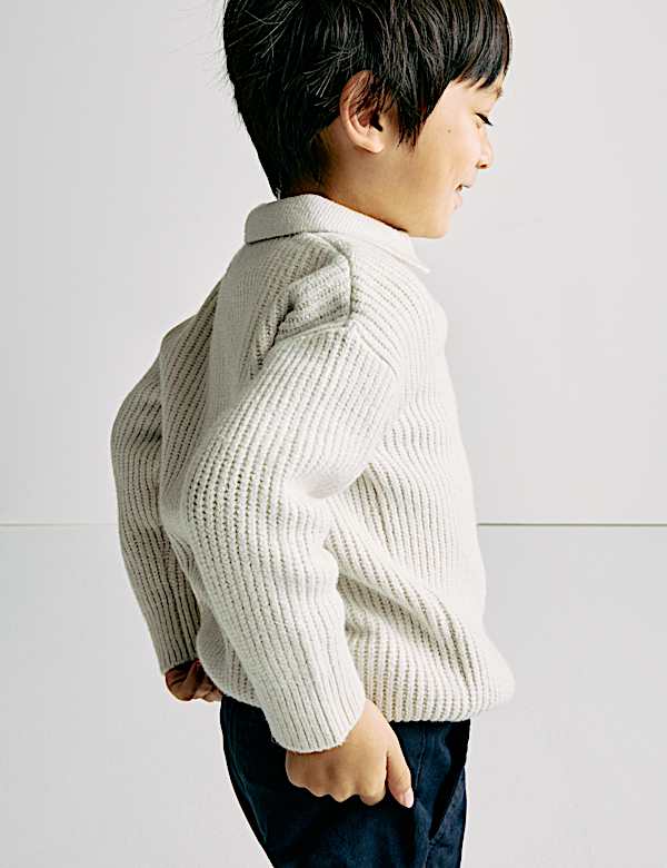 Cotton Blend Knitted Collared Jumper (2-8 Yrs) - LV