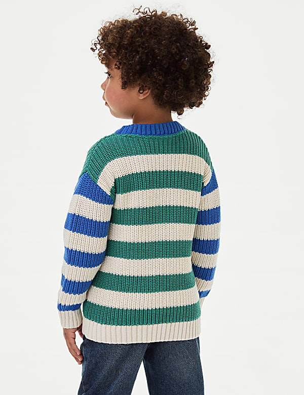 Pure Cotton Striped Knitted Jumper (2-8 Yrs) - NL