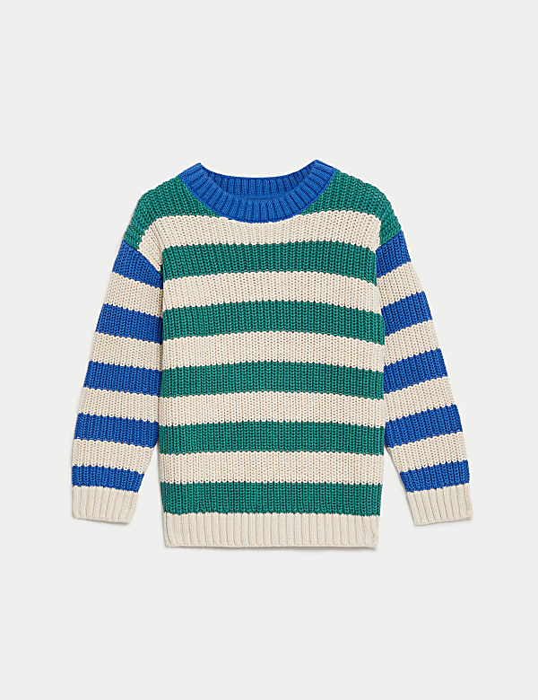 Pure Cotton Striped Knitted Jumper (2-8 Yrs) - NL