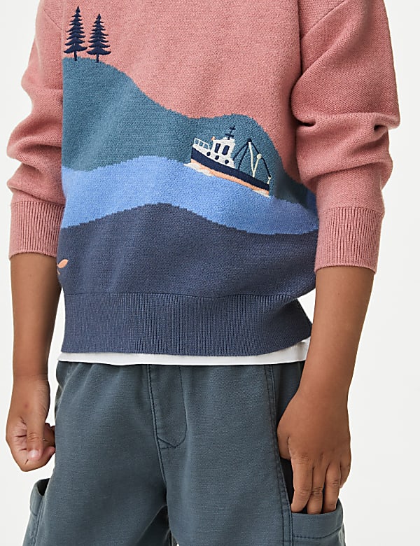 Boat Scene Knitted Jumper (2-8 Yrs)