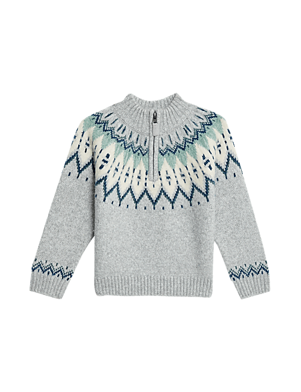 Fair Isle Knitted Half Zip Jumper (2-8 Yrs)