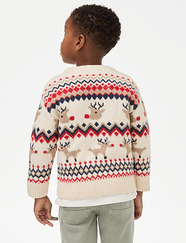 Festive Reindeer Fair Isle Knitted Jumper (2-8 Yrs)