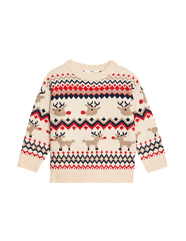 Festive Reindeer Fair Isle Knitted Jumper (2-8 Yrs)