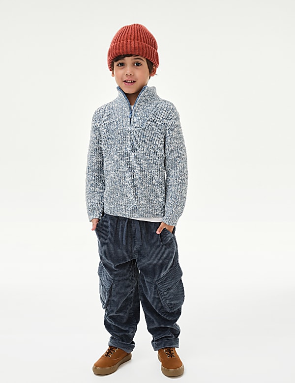 Cotton Blend Half Zip Knitted Jumper (2-8 Yrs) - CH