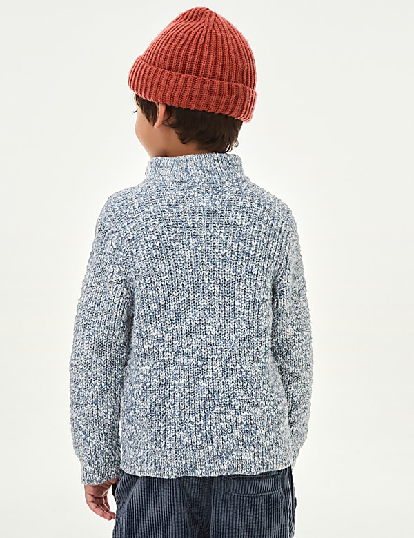 Cotton Blend Half Zip Knitted Jumper (2-8 Yrs) - CH